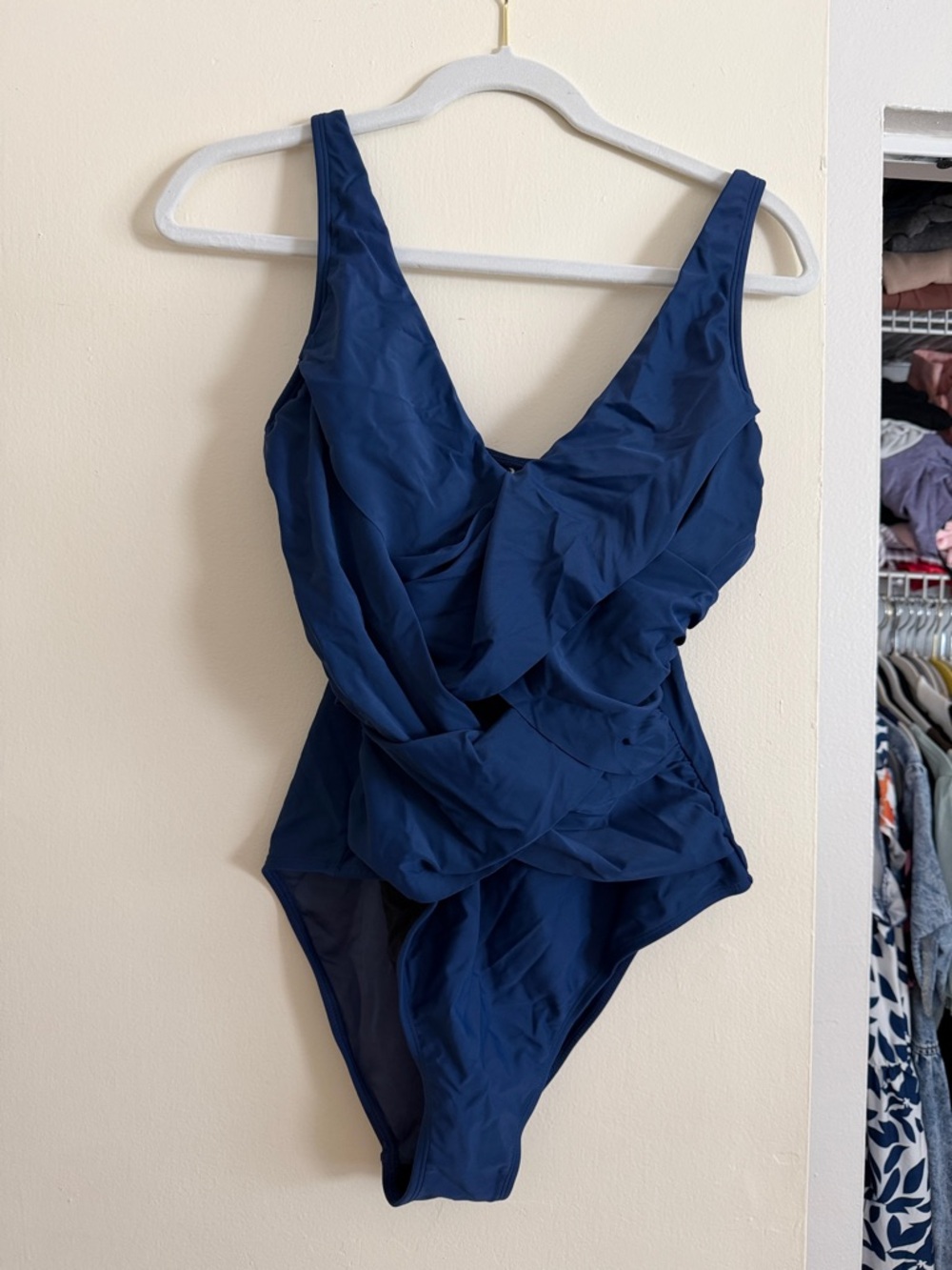 Cupshe Deep Blue Ruched One-Piece Swimsuit